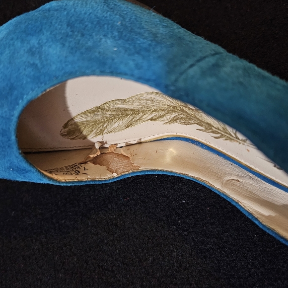 Jessica Simpson Teal/Torquoise Blue Suede Pointy-Toe Leather Stilettos-Size 7.5M - Picture 3 of 9